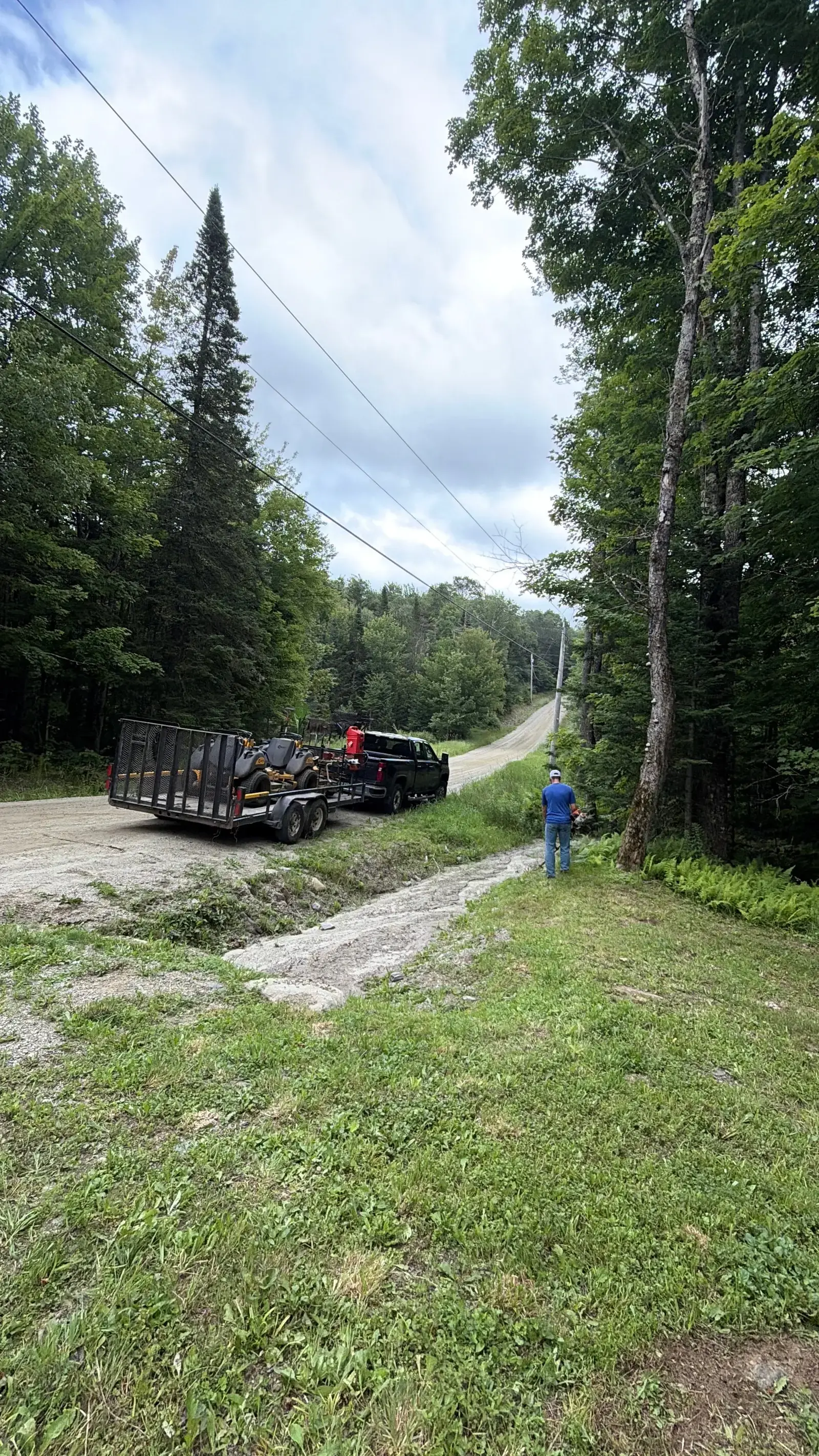 Roadside cleanup along a Vermont dirt road